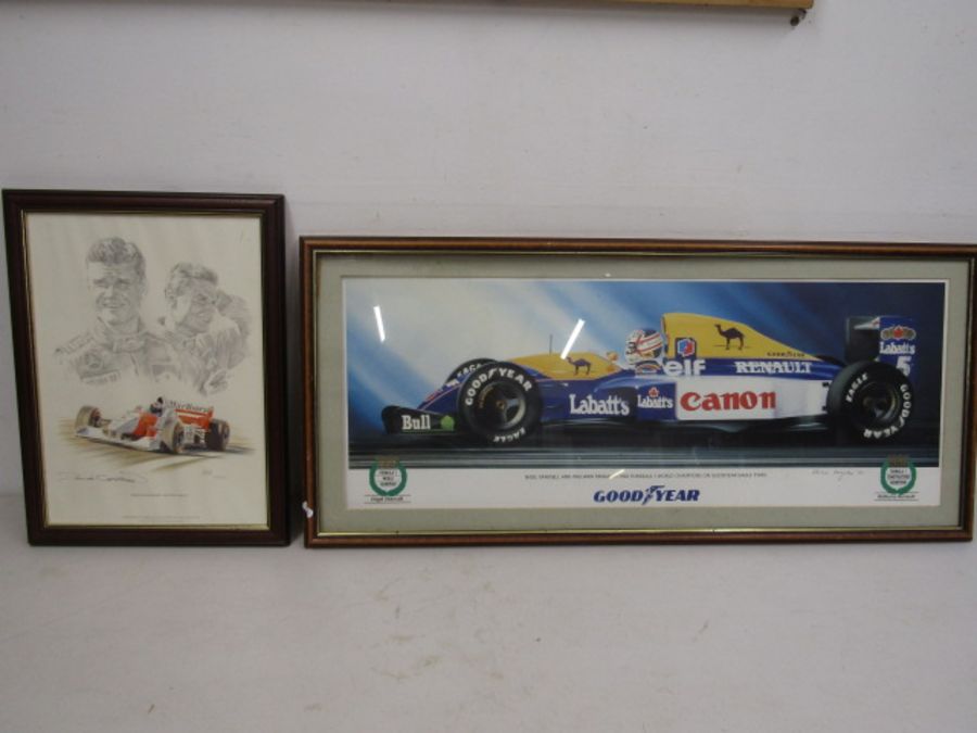 After Simon Taylor ltd edition print David Coulthard- McLaren 530/850 and a Nigel Mansell and