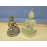 2 Meditating Buddha ornaments. Largest H20cm approx