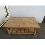 Vintage pine coffee table H45cm Top 75cm x 122cm approx