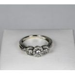 18-carat white gold round brilliant cut diamond ring, 3.8g size 0