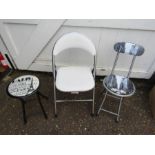 folding chair and 2 stools