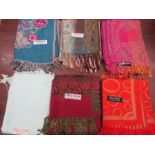 6 Pashmina/ cashmere and silk scarves all in great condition