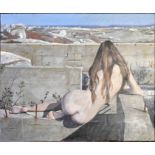 Neil Ward-Robinson (b.1943), Nude in the Ruins, oil on canvas, signed NWR 2006 to verso, unframed