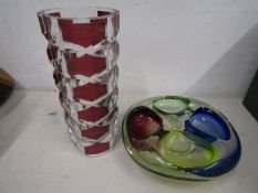 Glass vase and dish