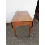 Georgian elm drop leaf table with drawer