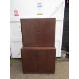 Hardwood 4 door cupboard with curved edges and key H152cm W91cm D48cm approx