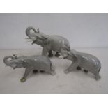 3 USSR elephants largest 23cmH one small one has had repairs-as pictured