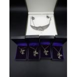 Pewter Celtic set and 4 pewter cupid necklaces