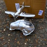 Polished aluminium plane & map
