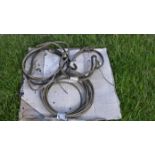 roll of steel cable and 2 wire rope slings