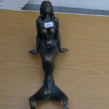 16" cast metal mermaid