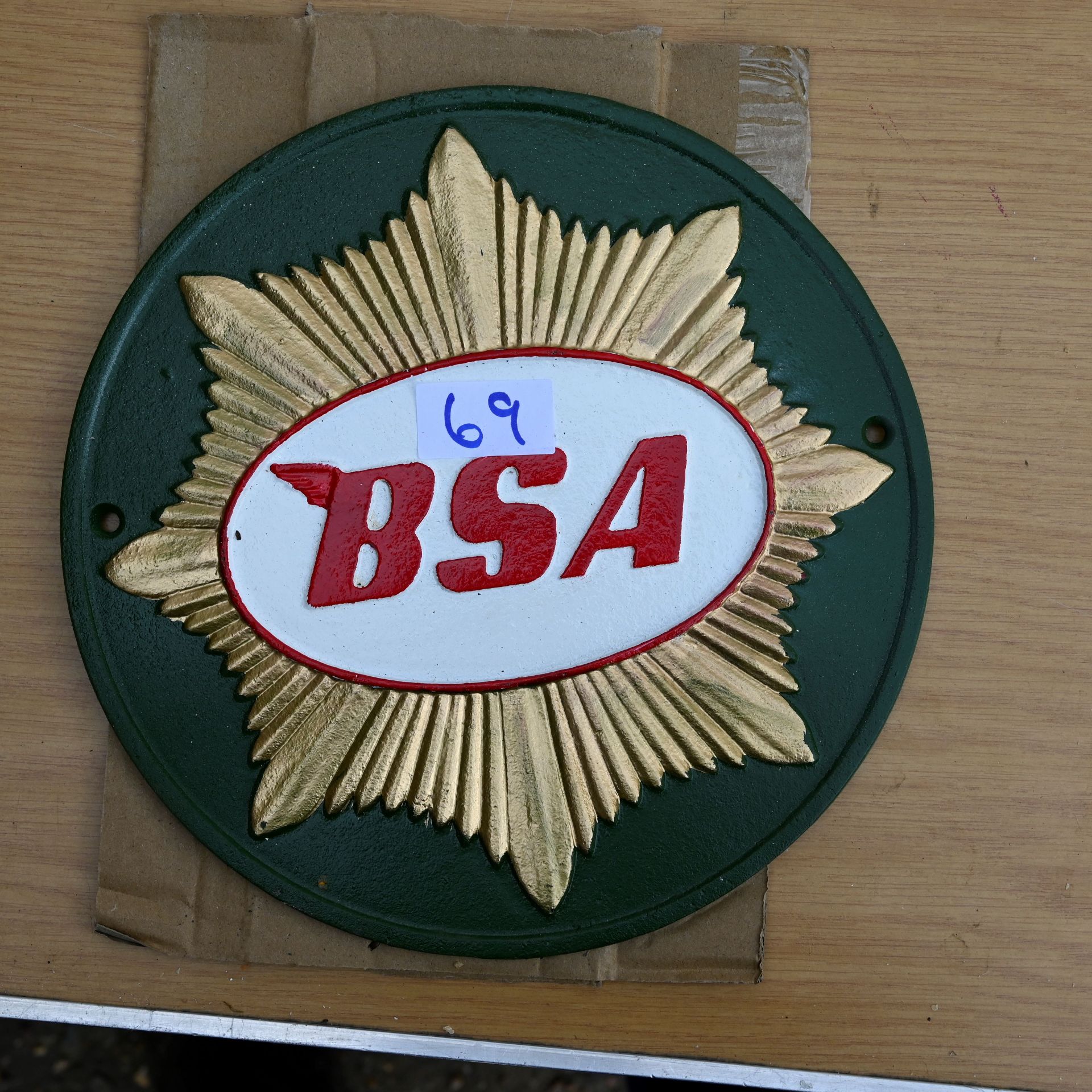 BSA motorcycle plaque green