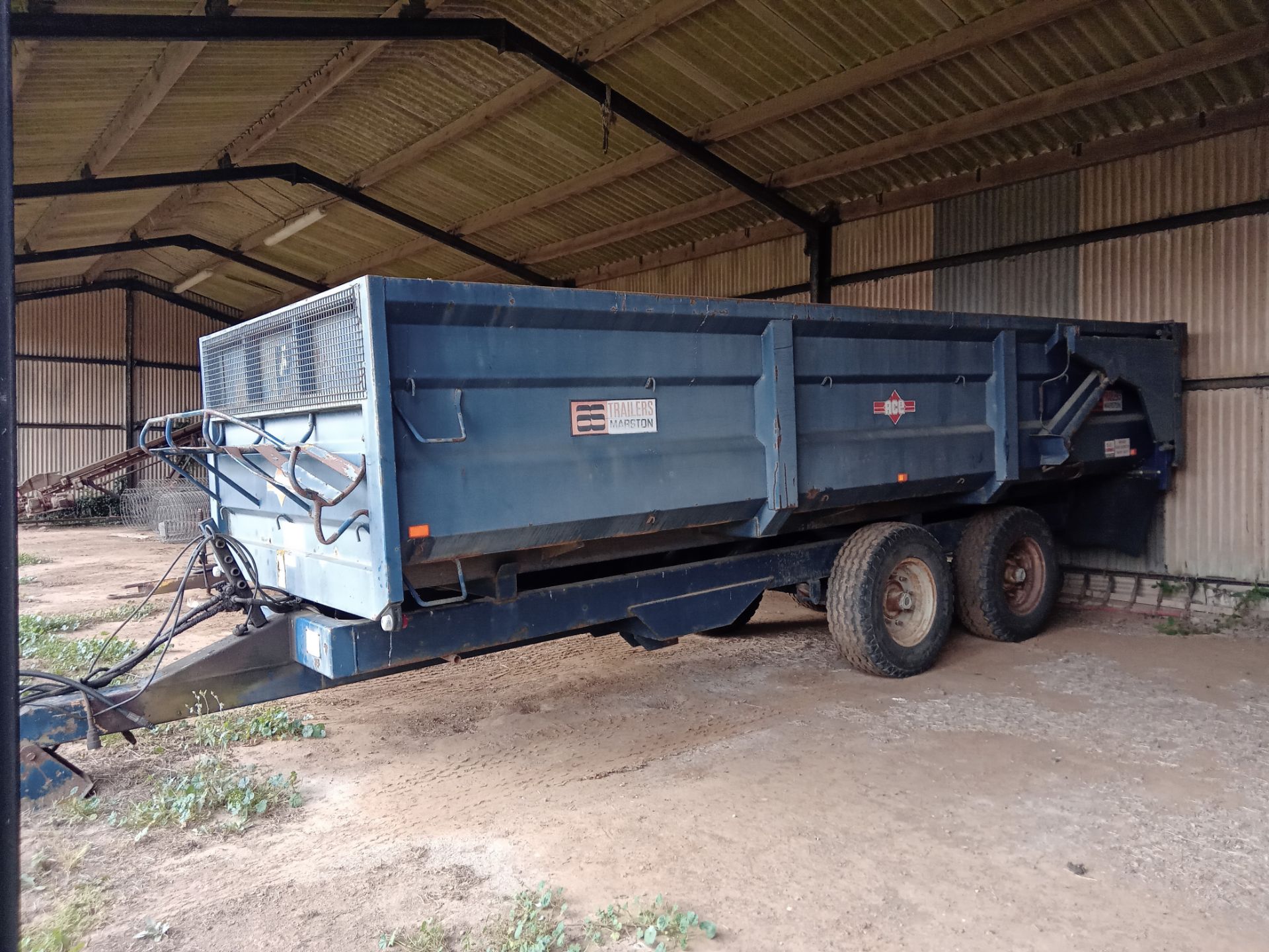 AS Marston 10 ton twin axle cereal tipping trailer, last used in 2023 harvest