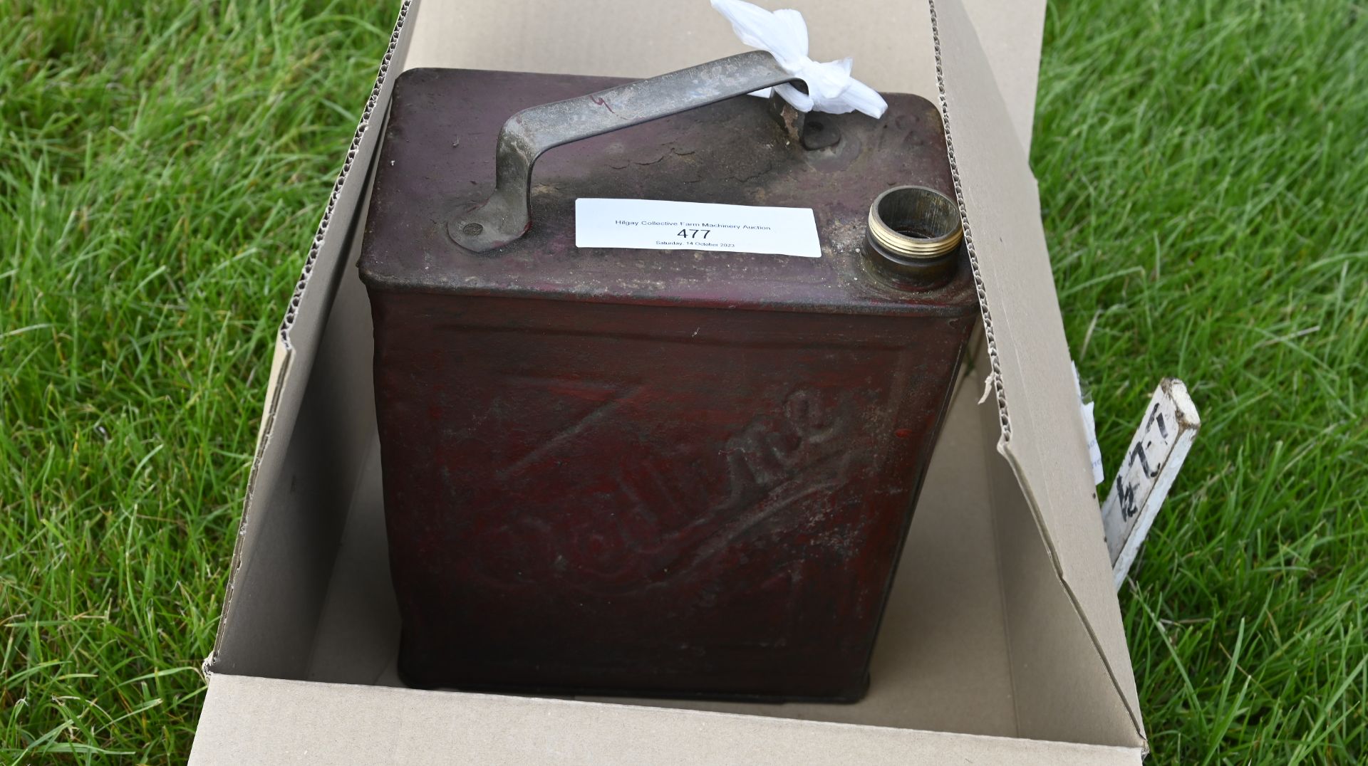 Vintage redline petrol can with brass petrol cap