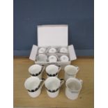 10 Aynsley Mozart mugs (6 new in box) and 2 Royal Doulton Juno mugs