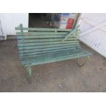 Wrought iron garden bench with wooden slats (in need of repair as seen in pictures)