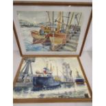 Keith Cresswell watercolours of ships largest 62x47cm