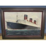 P.R Kimbell 1936 oil on canvas of The Queen Mary ship 56x40cm