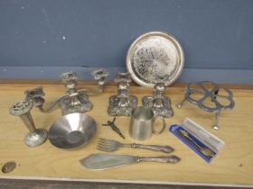 Metalware to include candlesticks and candelabra etc