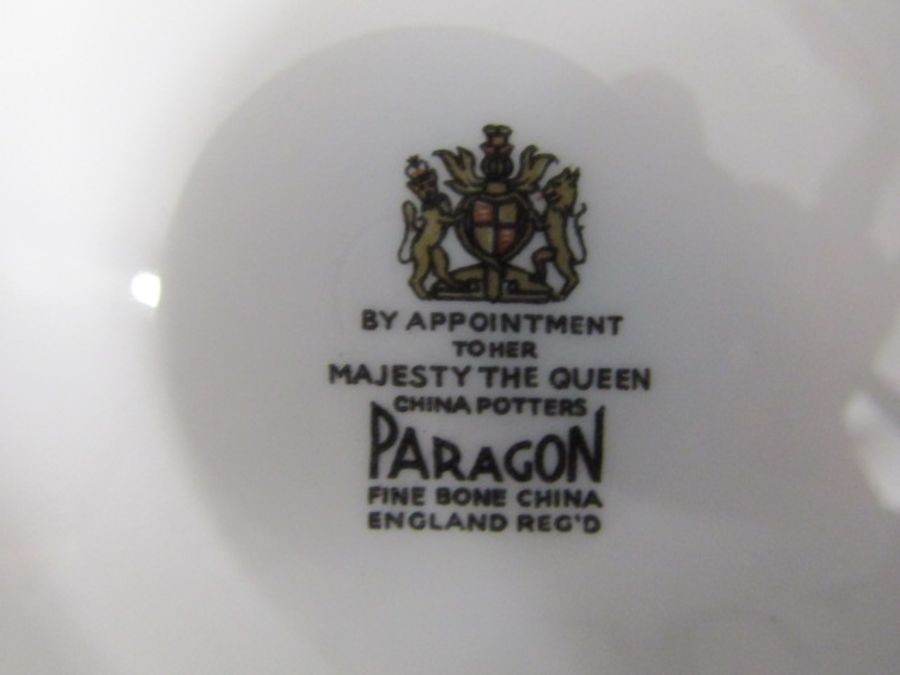 Paragon Wheatcroft part tea set comprised of teapot, 11 saucers, 9 cups, 13 tea plates, 8 desssert - Image 8 of 8