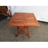 Teak folding garden table H50cm Top 50cm x 50cm approx