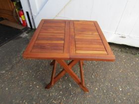 Teak folding garden table H50cm Top 50cm x 50cm approx