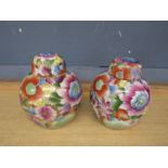 Pair of Chinese ginger jars H16cm approx