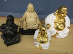 2 resin and 2 ceramic Buddha's