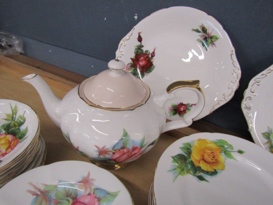 Paragon Wheatcroft part tea set comprised of teapot, 11 saucers, 9 cups, 13 tea plates, 8 desssert - Image 2 of 8