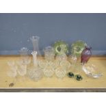 Glass to include bud vases and decanters etc