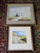 2 Oil paintings of rural scenes, both are framed, smaller picture has no glass. Largest picture is