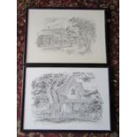 2 After Peter Arnold framed and glazed prints of a Police station and restaurant in New Zealand 32cm