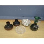 Oriental bowl, Murano glass vase and pair of Russian pottery squat vases etc