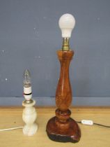 Onyx and wooden table lamps