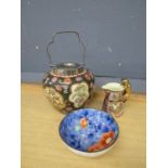 Oriental lidded pot, jug and bowl