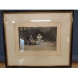 'Marguerite' colour plate/etching after Louis Leloir, framed and glazed