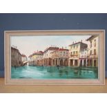 Oil on canvas gondoliers Venice , signed