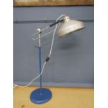 Mid century fully adjustable industrial floor lamp with spare bulbs (PLUG REMOVED)