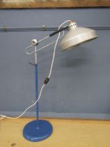 Mid century fully adjustable industrial floor lamp with spare bulbs (PLUG REMOVED)