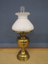 Brass oil lamp with glass shade