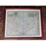 John Speed limited numbered (008/850) map of Norfolk 49cm x 61cm approx