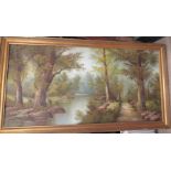 Rossini oil on canvas of river scene 134x72cm