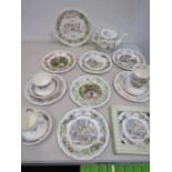 Royal Doulton Brambly Hedge collection comprsing various plates, wedding trio and mug, the