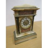 19th Century marble mantel clock with French movement and key H36cm approx