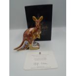 Royal Crown Derby Australian Collection Kangaroo paperweight with gold stopper, signature limited