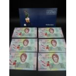 6 x George Best anniversary £5 notes to commemorate 1 year of his death in consecutive order 346-351