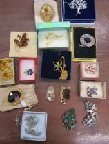 A collection of brooches