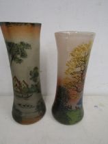 2 hand painted cameo vases 30cm approx