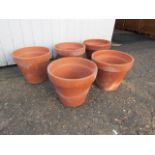 Set of 5 terracotta pots H24cm approx