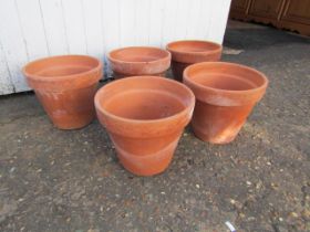 Set of 5 terracotta pots H24cm approx